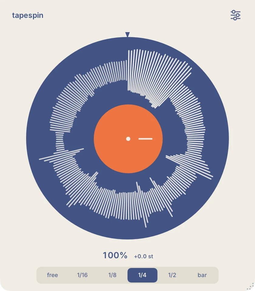 tapespin: a record with the audio drawn into its grooves, playing at 100%